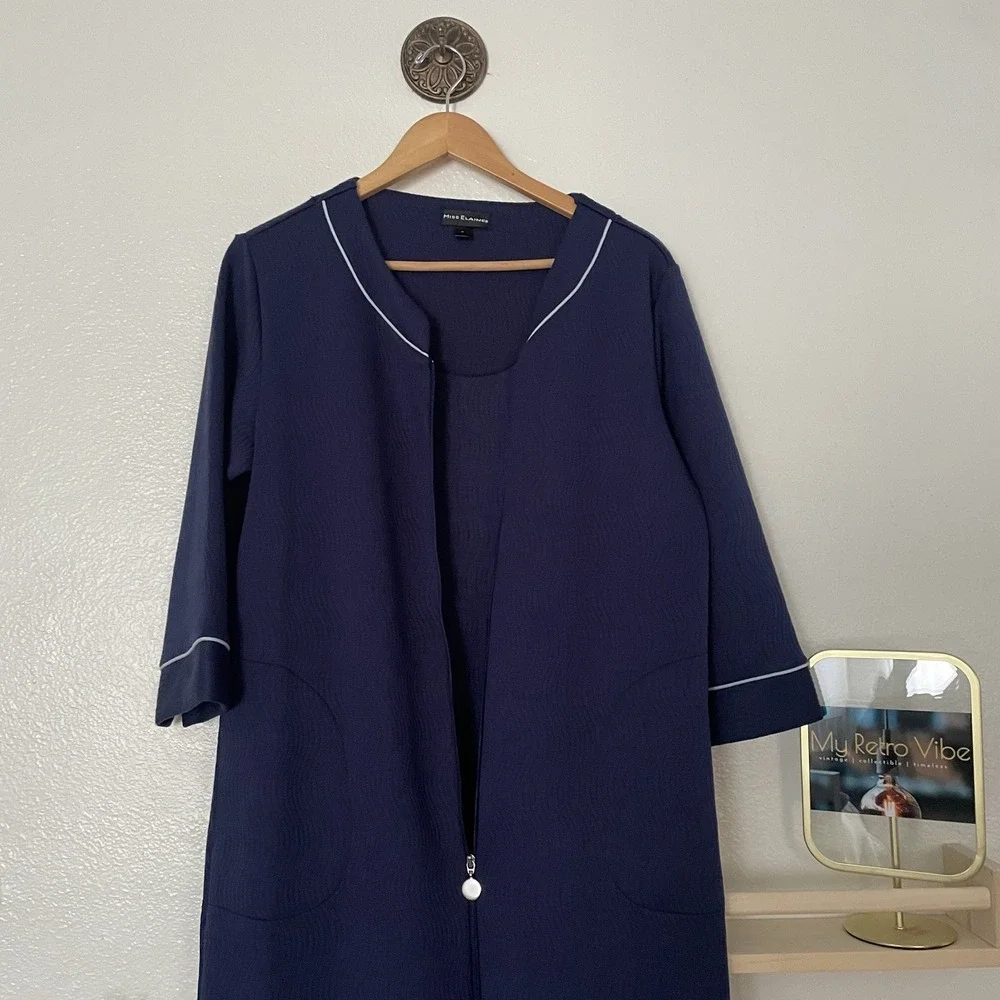 Miss Elaine Women's Zip Sleep Knit‎ Robe Blue Size Small